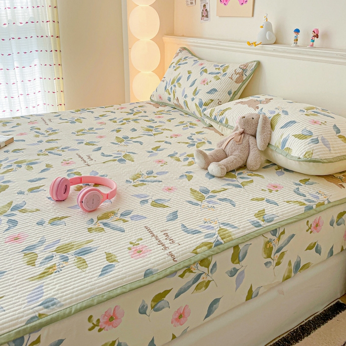 91家纺网 家纺一手货源 找家纺 富馨莱 2025春夏新款A类母婴级全棉纯棉夹棉床笠 摩登