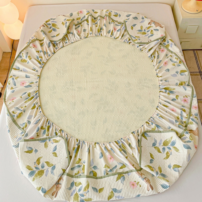 91家纺网 家纺一手货源 找家纺 富馨莱 2025春夏新款A类母婴级全棉纯棉夹棉床笠 摩登