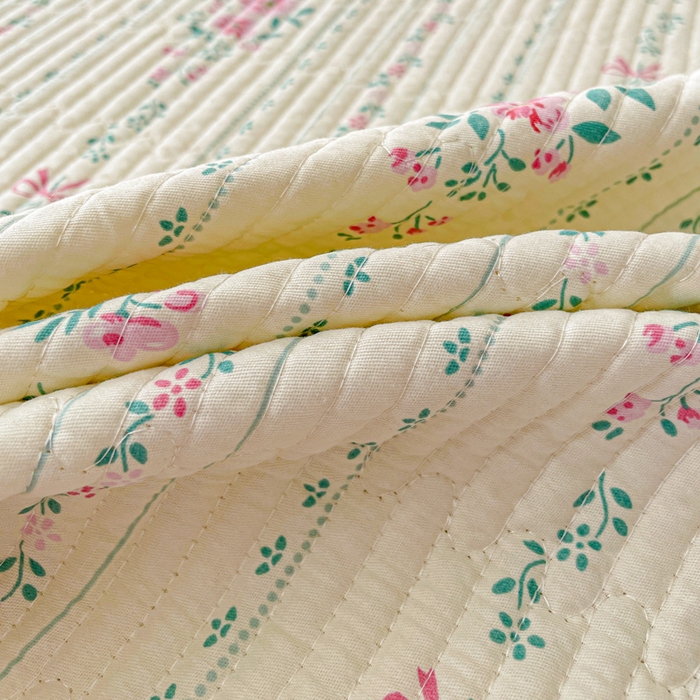 91家纺网 家纺一手货源 找家纺 富馨莱 2025春夏新款A类母婴级全棉纯棉夹棉床笠 莫奈