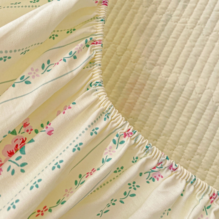 91家纺网 家纺一手货源 找家纺 富馨莱 2025春夏新款A类母婴级全棉纯棉夹棉床笠 莫奈