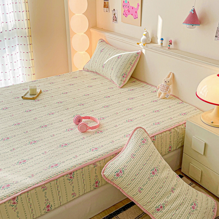 91家纺网 家纺一手货源 找家纺 富馨莱 2025春夏新款A类母婴级全棉纯棉夹棉床笠 莫奈