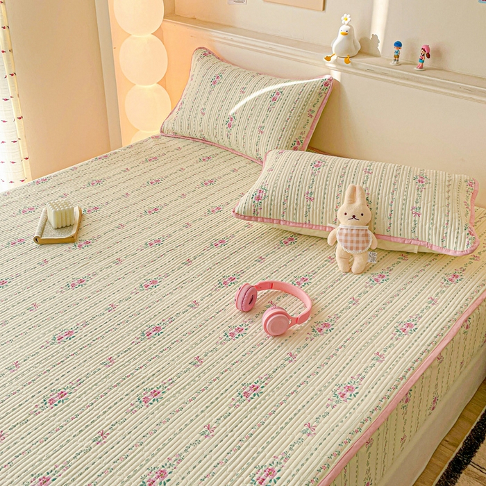 91家纺网 家纺一手货源 找家纺 富馨莱 2025春夏新款A类母婴级全棉纯棉夹棉床笠 莫奈