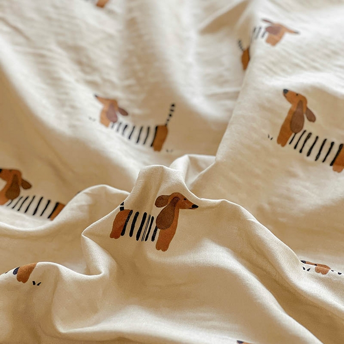 91家纺网 家纺一手货源 找家纺  （提供买家秀 爆款花型 不断货）2025新款A类全棉双层纱四件套 腊肠狗