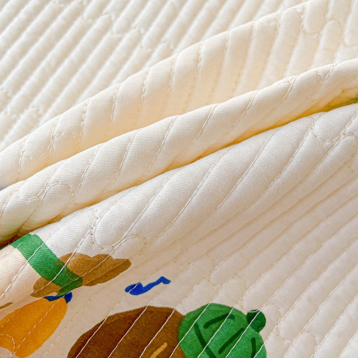 91家纺网 家纺一手货源 找家纺 富馨莱 2025春夏新款A类母婴级全棉纯棉夹棉床笠 三只小狗