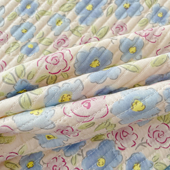 91家纺网 家纺一手货源 找家纺 富馨莱 2025春夏新款A类母婴级全棉纯棉夹棉床笠 紫藤花开