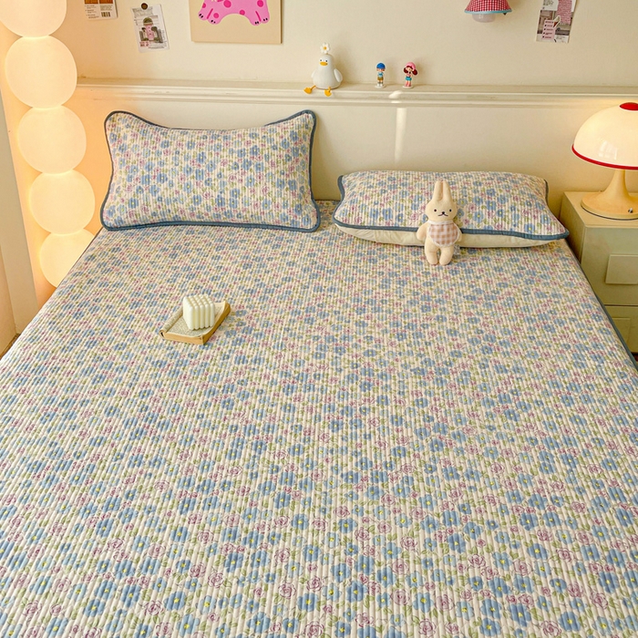 91家纺网 家纺一手货源 找家纺 富馨莱 2025春夏新款A类母婴级全棉纯棉夹棉床笠 紫藤花开