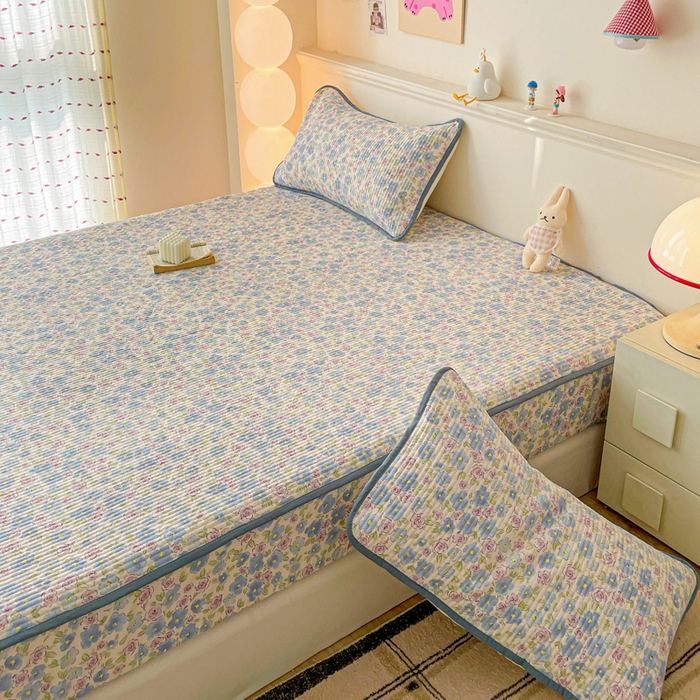 91家纺网 家纺一手货源 找家纺 富馨莱 2025春夏新款A类母婴级全棉纯棉夹棉床笠 紫藤花开