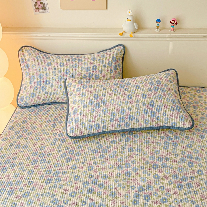 91家纺网 家纺一手货源 找家纺 富馨莱 2025春夏新款A类母婴级全棉纯棉夹棉床笠 紫藤花开