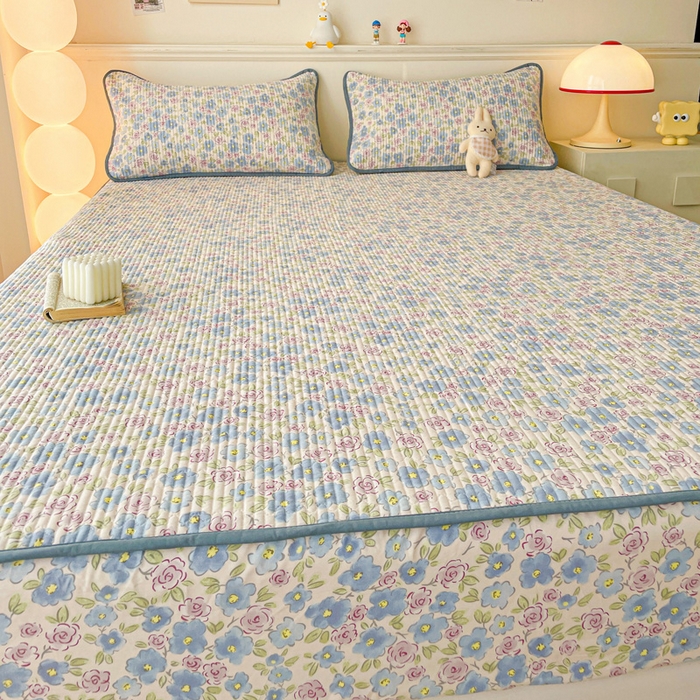 91家纺网 家纺一手货源 找家纺 富馨莱 2025春夏新款A类母婴级全棉纯棉夹棉床笠 紫藤花开