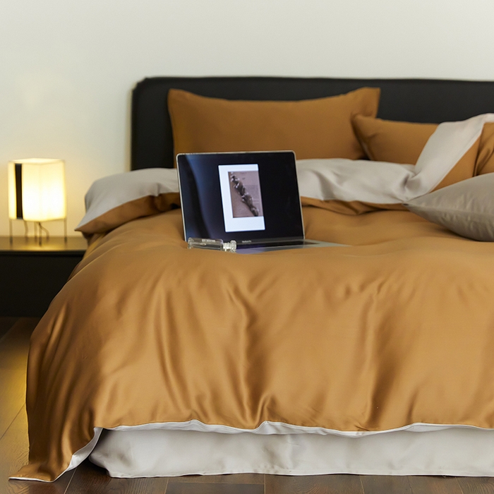 91家纺网 家纺一手货源 找家纺 （总）禾时  2025新款奥地利进口兰精天丝莱赛尔四件套纯色双拼三件套