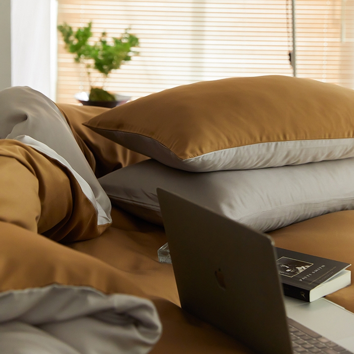 91家纺网 家纺一手货源 找家纺 （总）禾时  2025新款奥地利进口兰精天丝莱赛尔四件套纯色双拼三件套