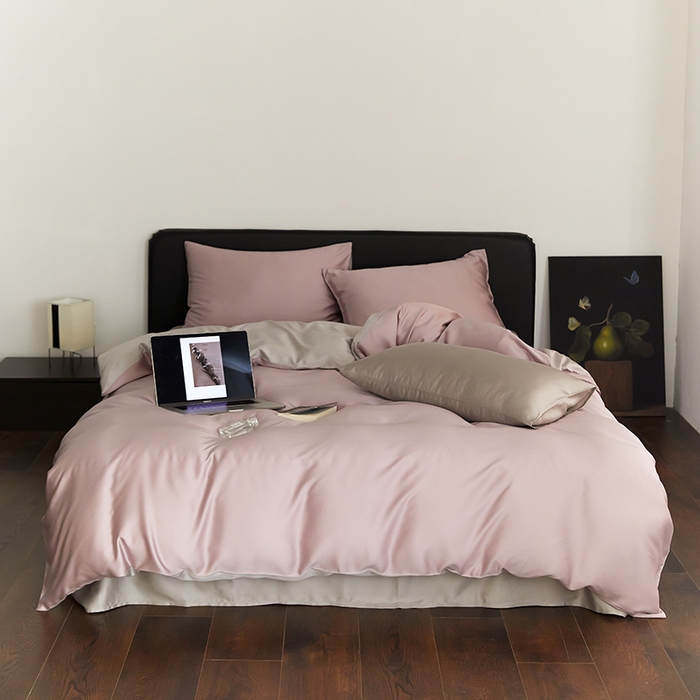 禾时  2025新款奥地利进口兰精天丝莱赛尔四件套纯色双拼三件套 满天星紫-曙光银