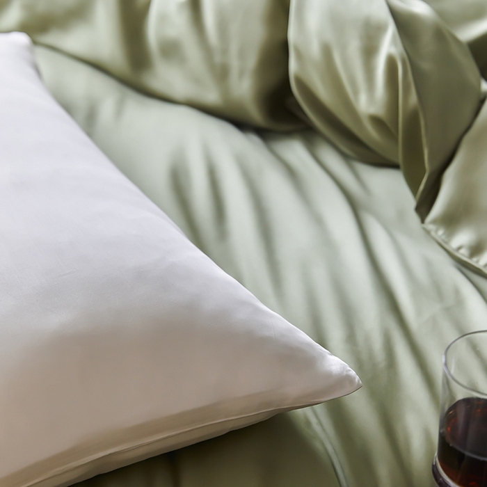 91家纺网 家纺一手货源 找家纺 禾时  2025新款奥地利进口兰精天丝莱赛尔四件套纯色双拼三件套 欧芹绿