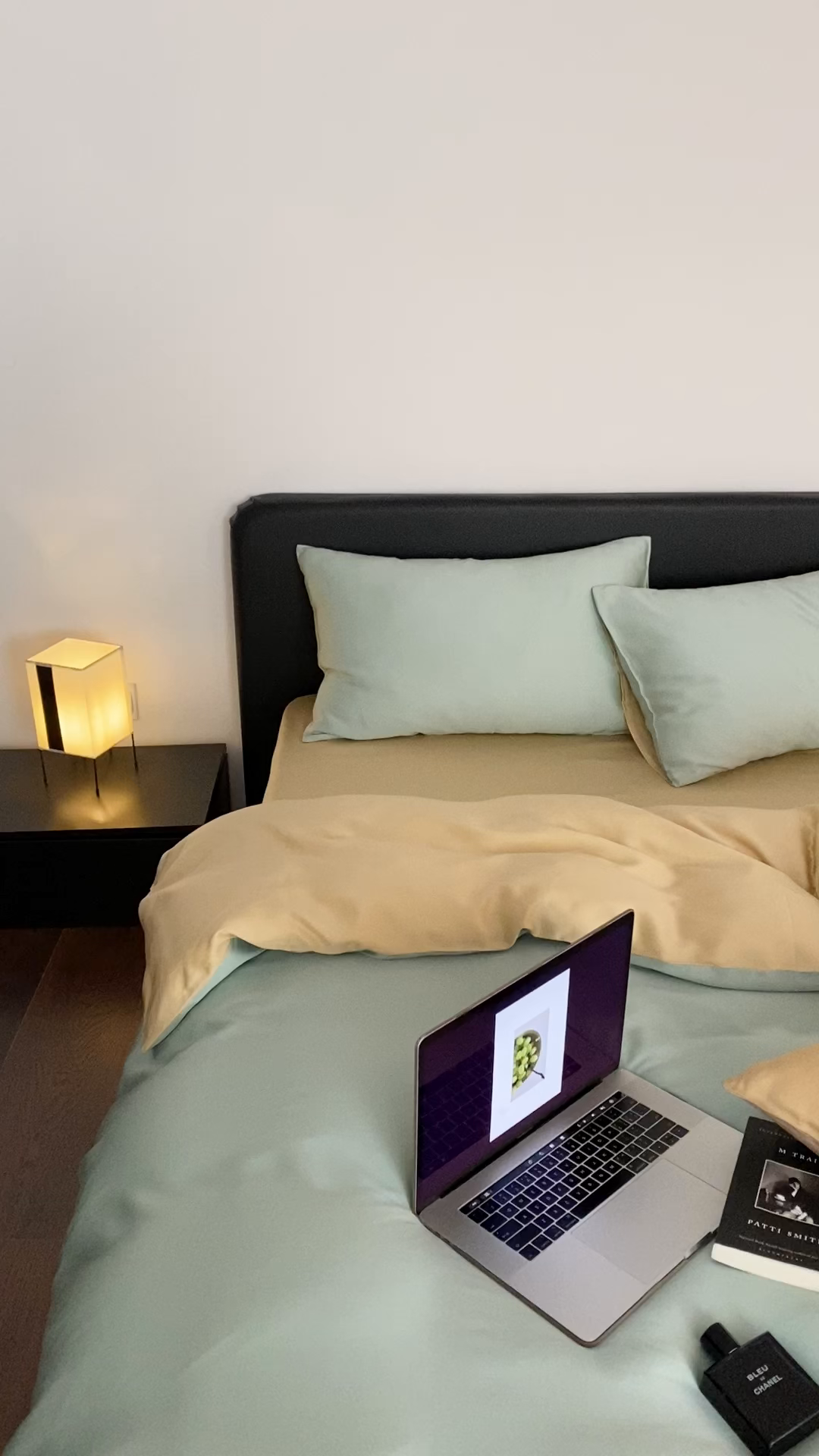 91家纺网 家纺一手货源 找家纺 禾时  2025新款奥地利进口兰精天丝莱赛尔四件套纯色双拼三件套 浅艾绿-香槟金