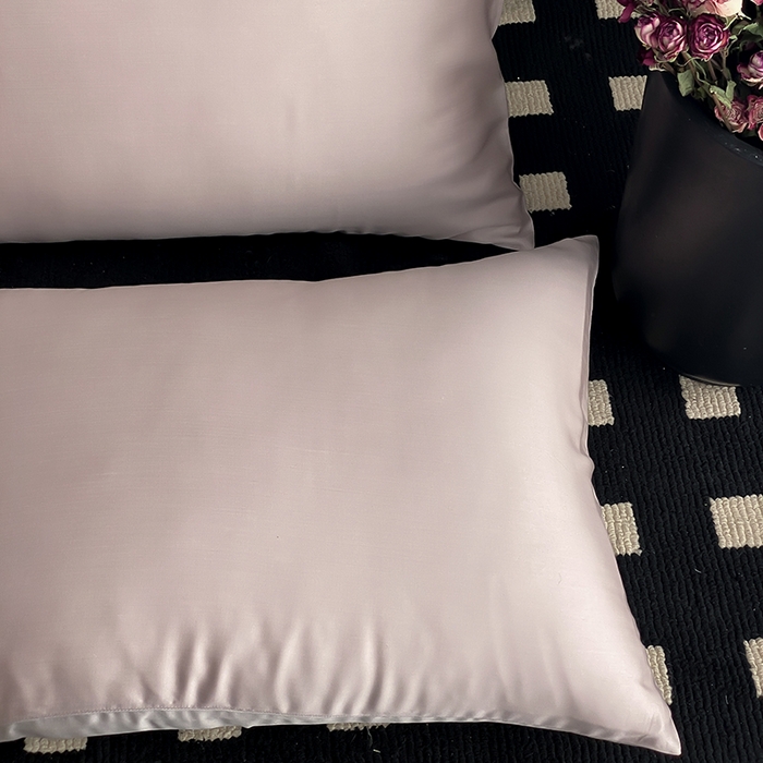 91家纺网 家纺一手货源 找家纺 禾时  2025新款奥地利进口兰精天丝莱赛尔四件套纯色双拼三件套 夜影凝香-霜华银