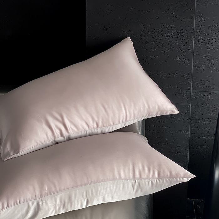 91家纺网 家纺一手货源 找家纺 禾时  2025新款奥地利进口兰精天丝莱赛尔四件套纯色双拼三件套 夜影凝香-霜华银