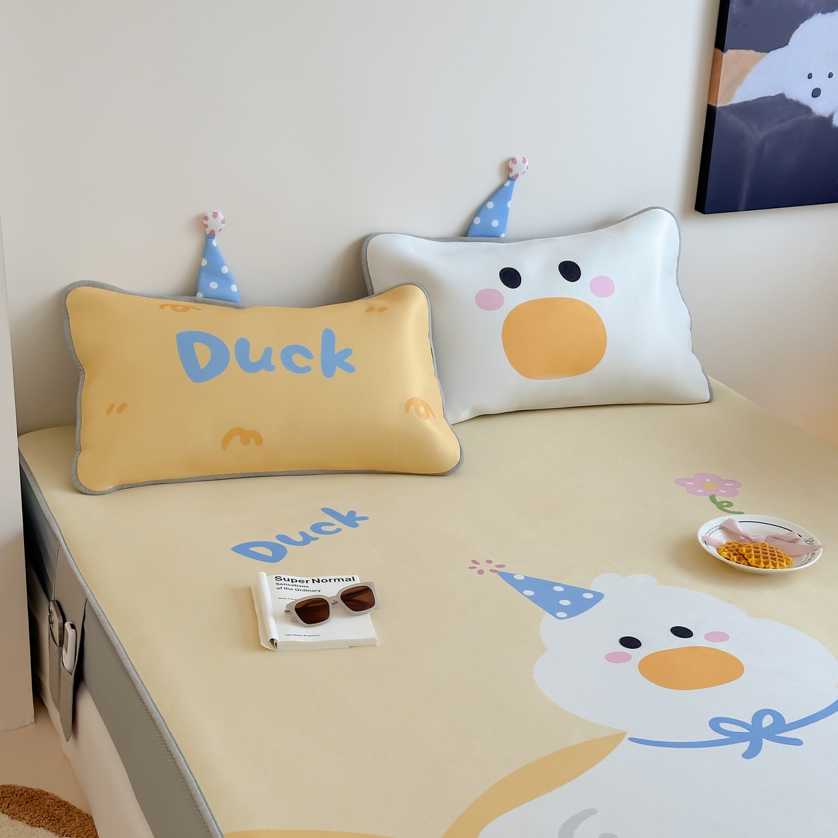 91家纺网 家纺一手货源 找家纺 觅糖家纺 2025春夏新款大版异形卡通凉席席子 萌萌鸭