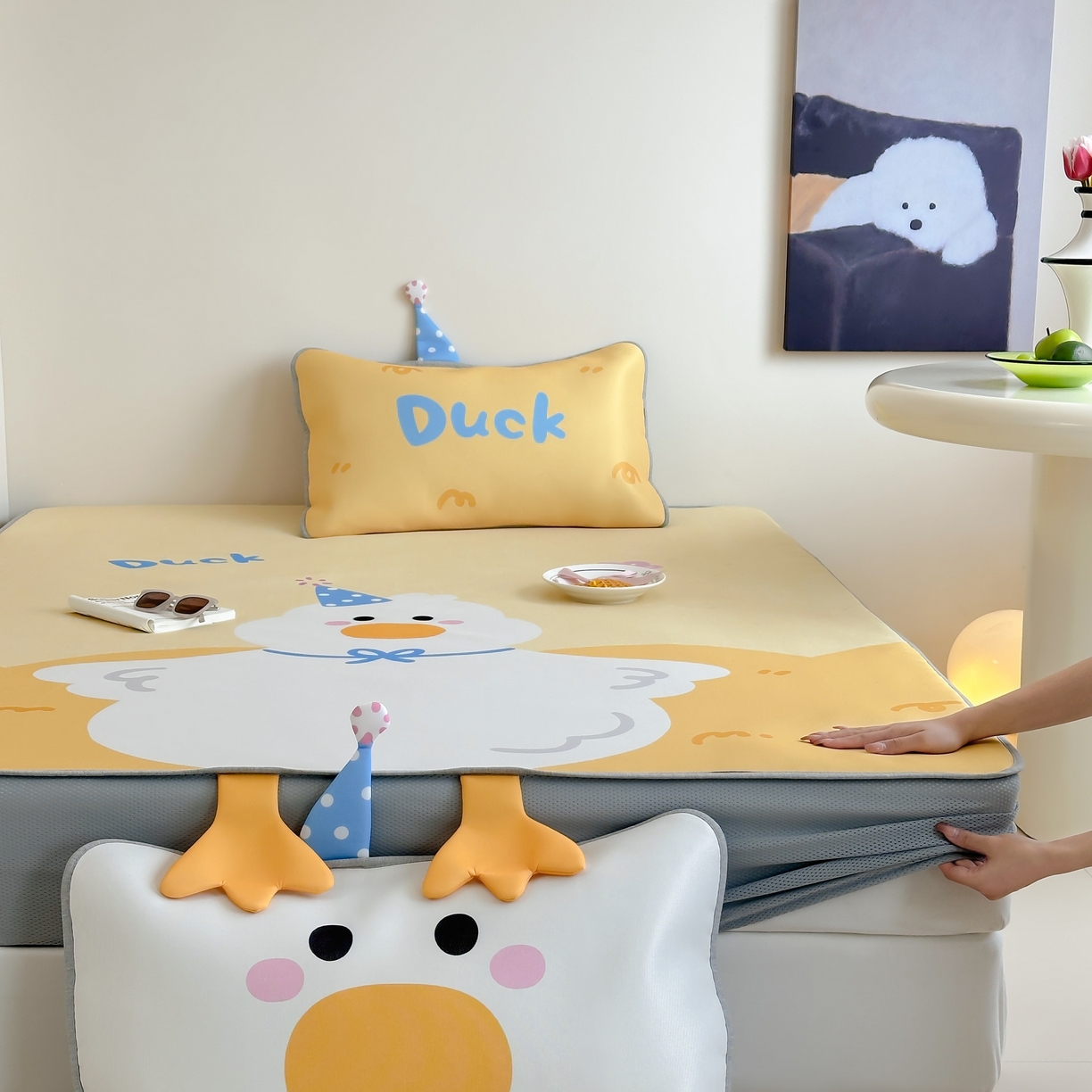 91家纺网 家纺一手货源 找家纺 觅糖家纺 2025春夏新款大版异形卡通凉席席子 萌萌鸭