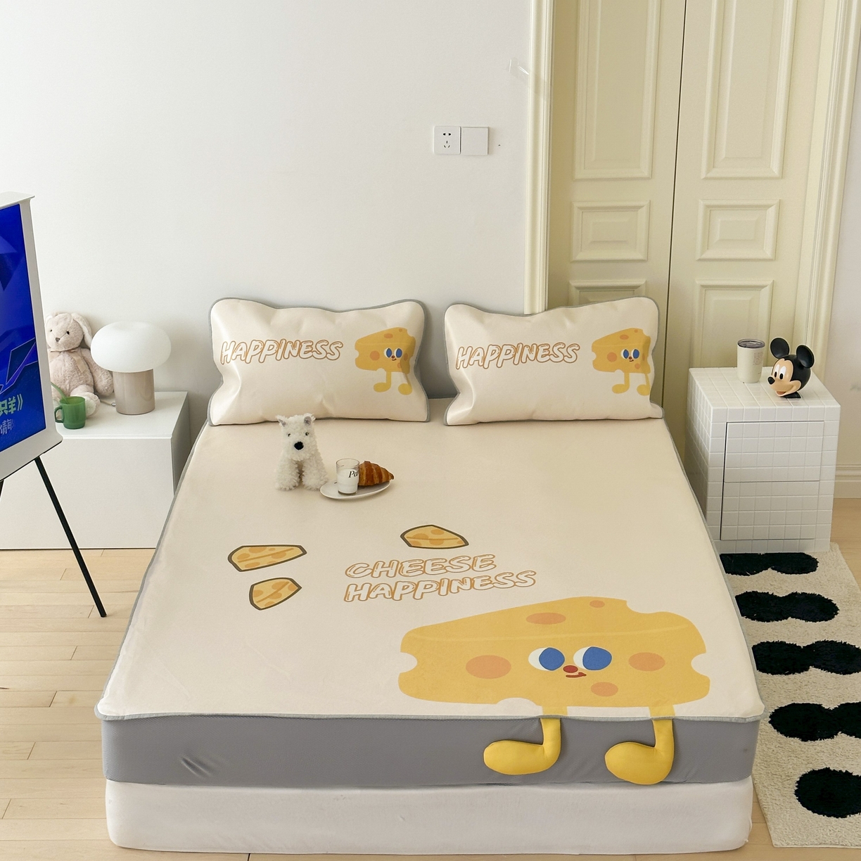 觅糖家纺 2025春夏新款大版异形卡通凉席席子 奶酪芝士