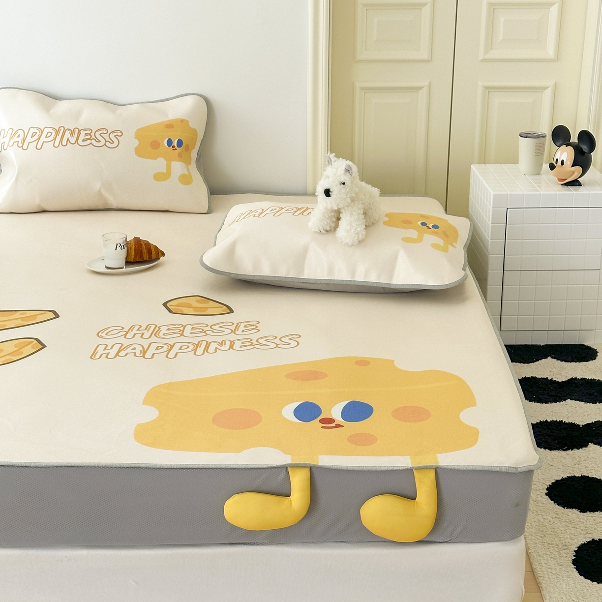 91家纺网 家纺一手货源 找家纺 觅糖家纺 2025春夏新款大版异形卡通凉席席子 奶酪芝士