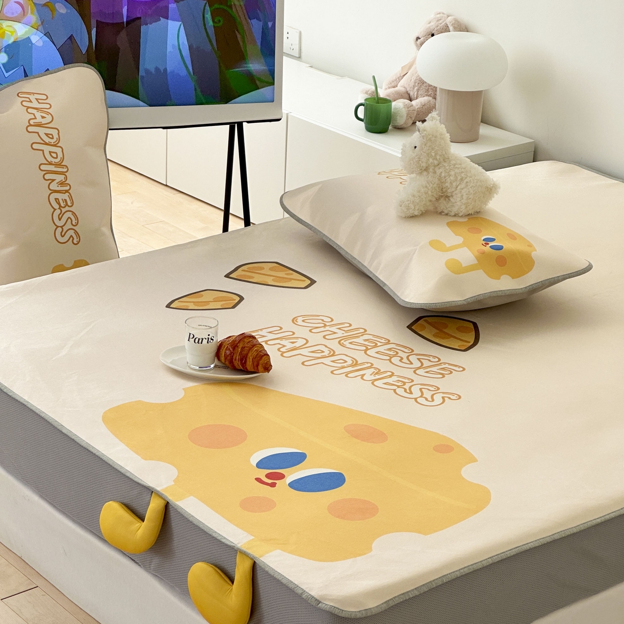 91家纺网 家纺一手货源 找家纺 觅糖家纺 2025春夏新款大版异形卡通凉席席子 奶酪芝士