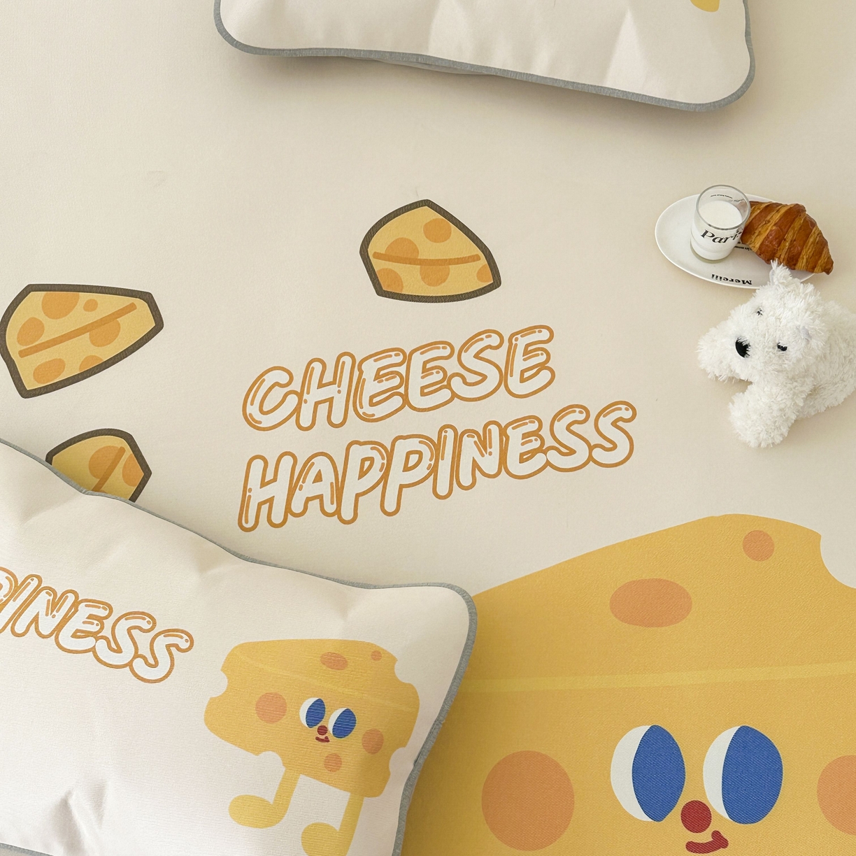 91家纺网 家纺一手货源 找家纺 觅糖家纺 2025春夏新款大版异形卡通凉席席子 奶酪芝士