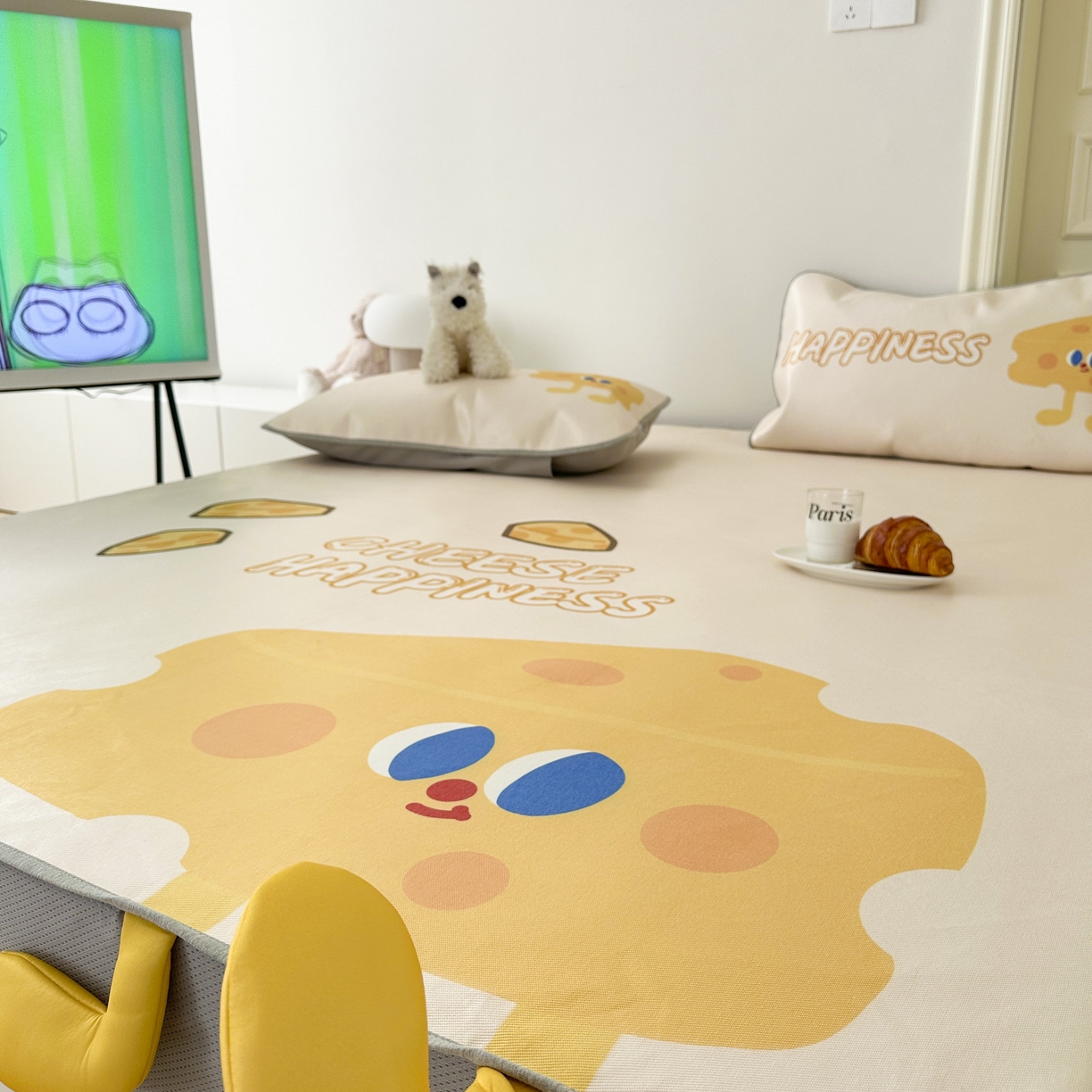 91家纺网 家纺一手货源 找家纺 觅糖家纺 2025春夏新款大版异形卡通凉席席子 奶酪芝士