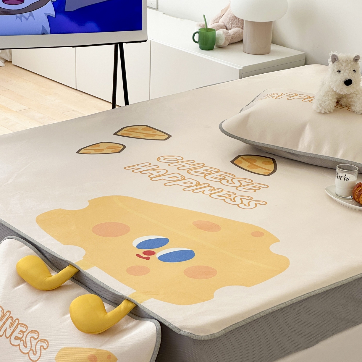 91家纺网 家纺一手货源 找家纺 觅糖家纺 2025春夏新款大版异形卡通凉席席子 奶酪芝士