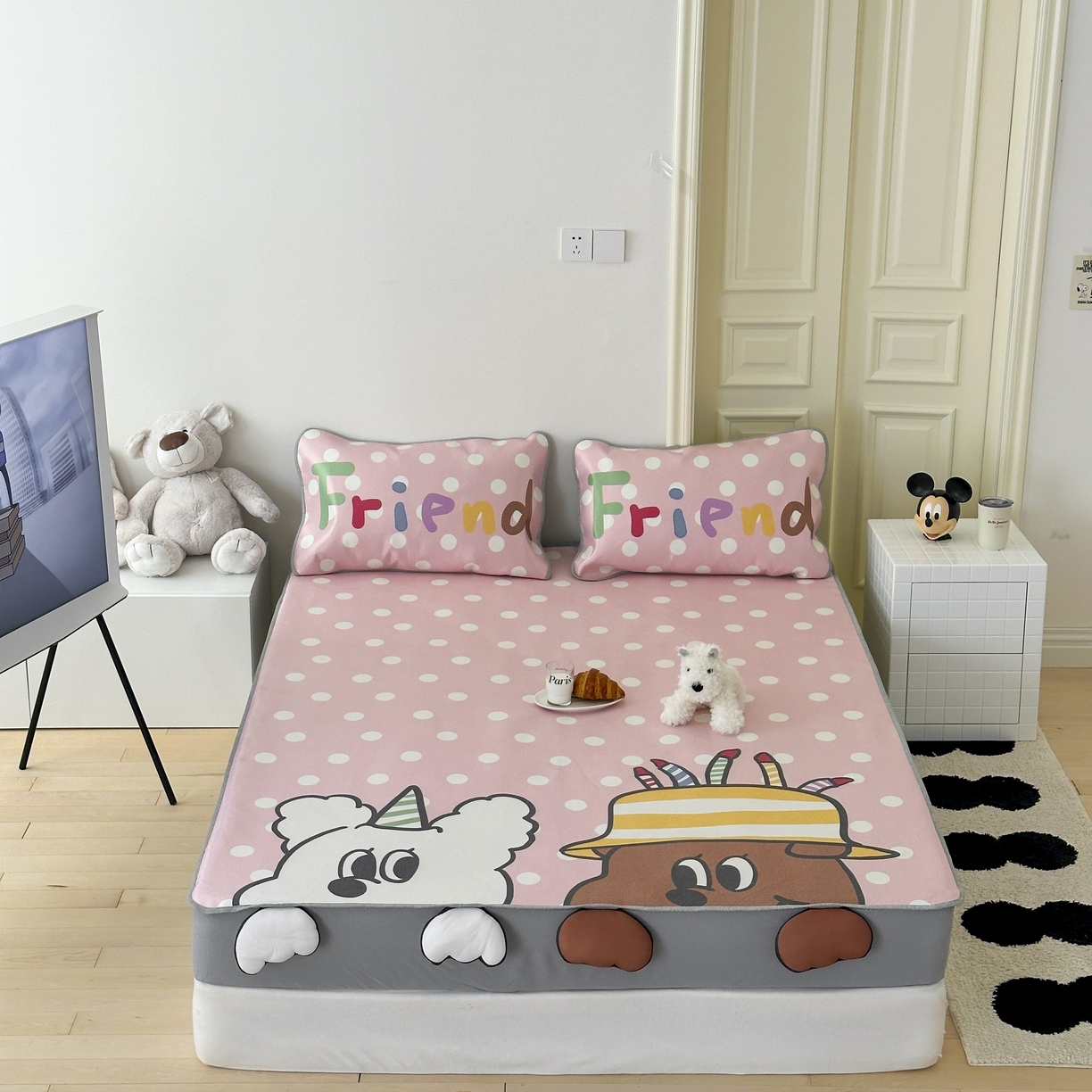 91家纺网 家纺一手货源 找家纺 觅糖家纺 2025春夏新款大版异形卡通凉席席子 生日快乐