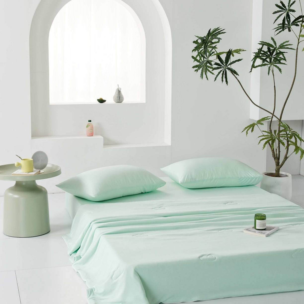 91家纺网 家纺一手货源 找家纺 LADYCOCO可可家居 2025新款PE冰锦丝语夏凉被 琥珀绿