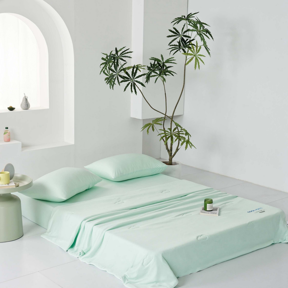 91家纺网 家纺一手货源 找家纺 LADYCOCO可可家居 2025新款PE冰锦丝语夏凉被 琥珀绿