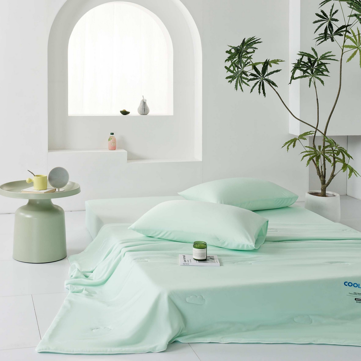 91家纺网 家纺一手货源 找家纺 LADYCOCO可可家居 2025新款PE冰锦丝语夏凉被 琥珀绿