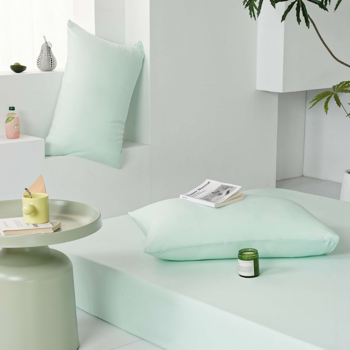 91家纺网 家纺一手货源 找家纺 LADYCOCO可可家居 2025新款PE冰锦丝语枕套 琥珀绿