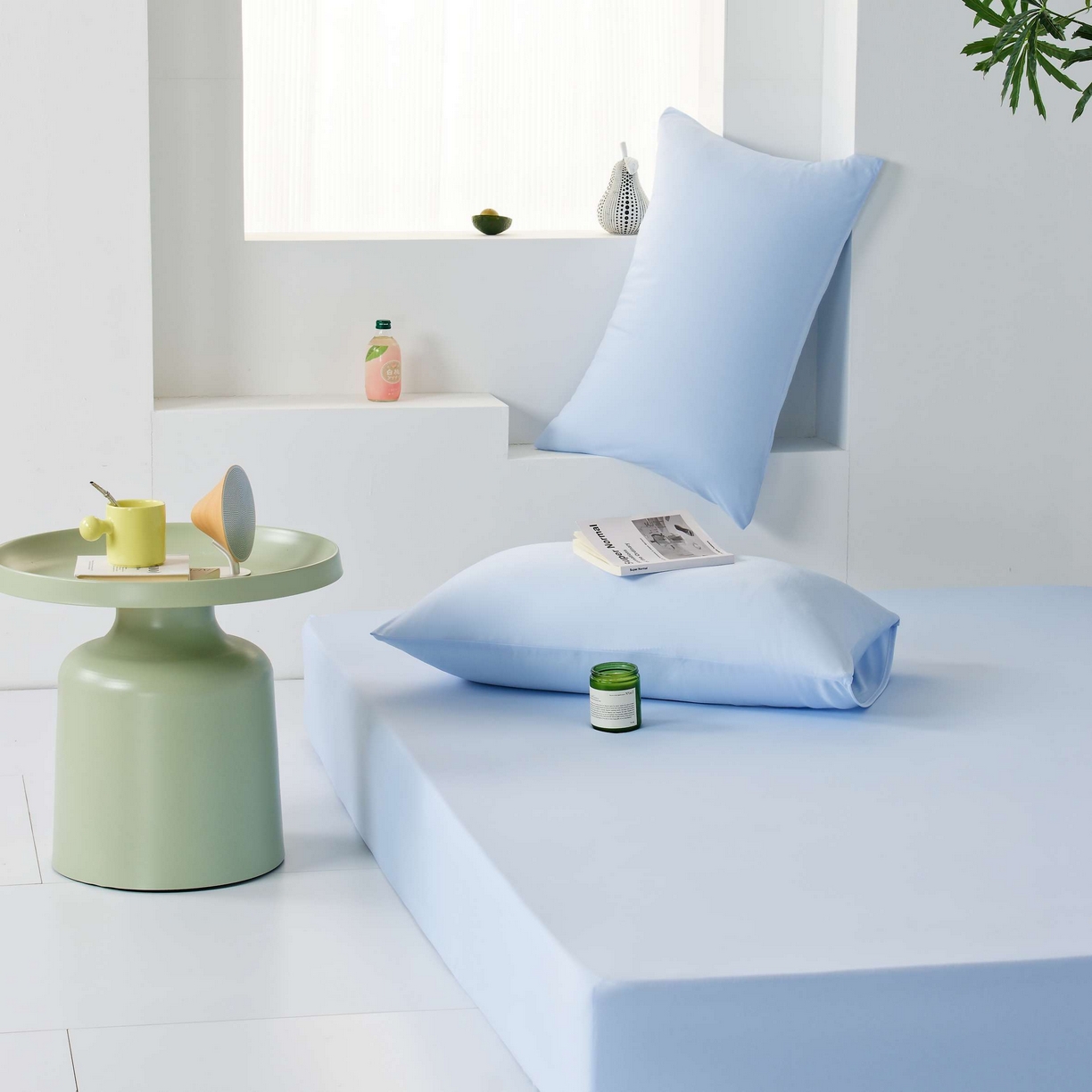 LADYCOCO可可家居 2025新款PE冰锦丝语枕套 微风蓝