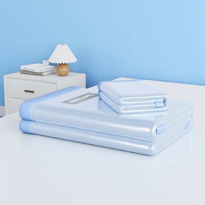 91家纺网 家纺一手货源 找家纺 卡初家居（原微来） 2025新款A类轻柔丝织标凉感软席-夏梦系列 夏梦-高雅蓝