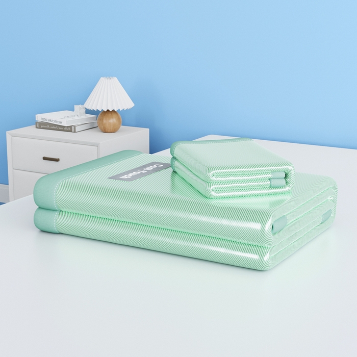 91家纺网 家纺一手货源 找家纺 卡初家居（原微来） 2025新款A类轻柔丝织标凉感软席-夏梦系列 夏梦-苹果绿