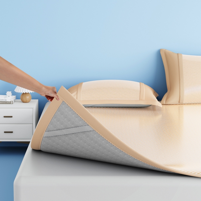 91家纺网 家纺一手货源 找家纺 卡初家居（原微来） 2025新款A类轻柔丝织标凉感软席-夏梦系列 夏梦-时尚咖