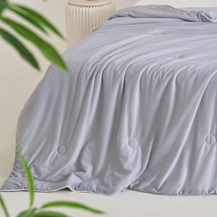 91家纺网 家纺一手货源 找家纺 金帛坊 2025新款凉感丝氨纶夏被夏凉被空调被 高级灰