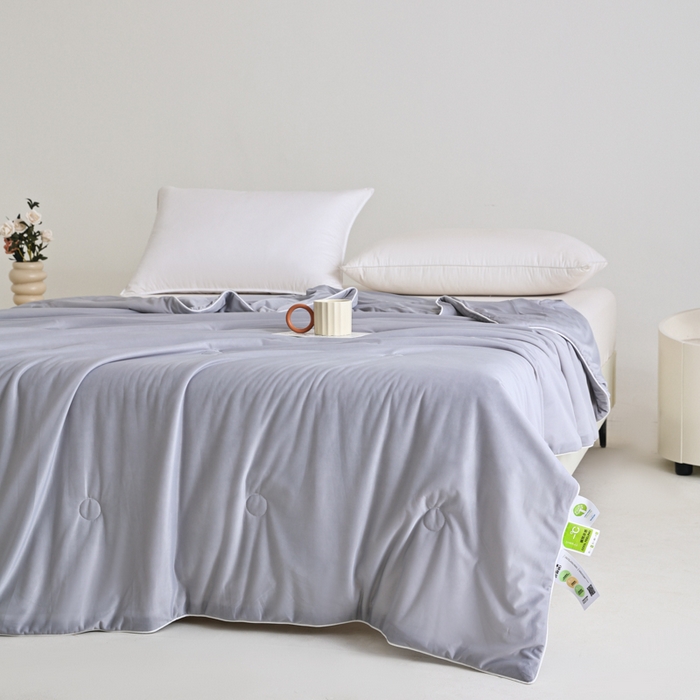 91家纺网 家纺一手货源 找家纺 金帛坊 2025新款凉感丝氨纶夏被夏凉被空调被 高级灰