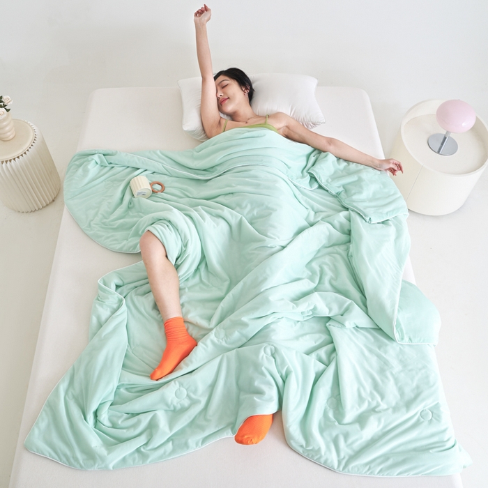 91家纺网 家纺一手货源 找家纺 金帛坊 2025新款凉感丝氨纶夏被夏凉被空调被 清新绿