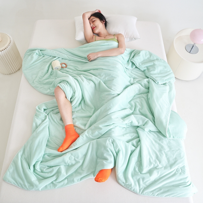 91家纺网 家纺一手货源 找家纺 金帛坊 2025新款凉感丝氨纶夏被夏凉被空调被 清新绿