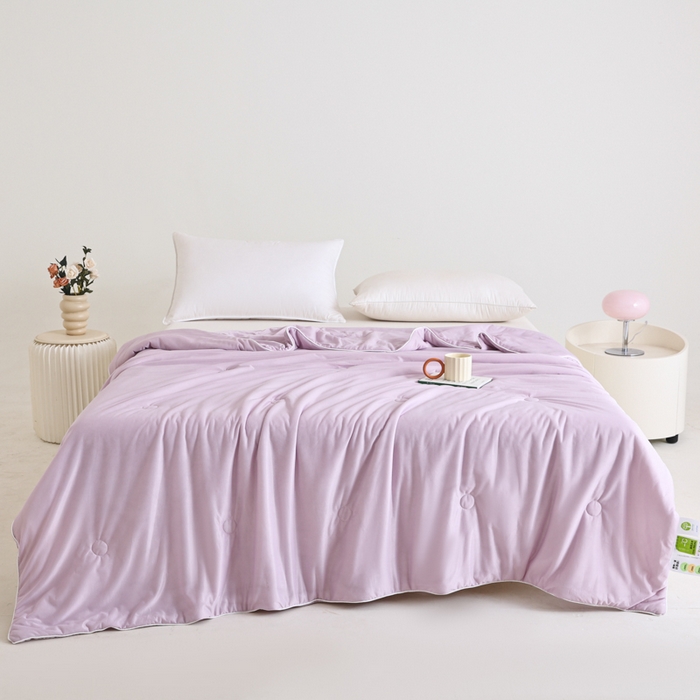 91家纺网 家纺一手货源 找家纺 金帛坊 2025新款凉感丝氨纶夏被夏凉被空调被 优雅紫