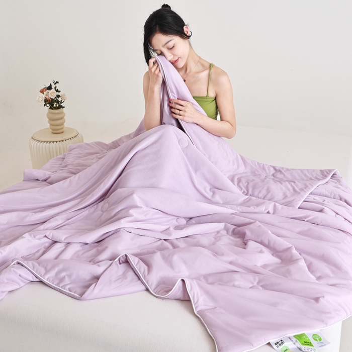 91家纺网 家纺一手货源 找家纺 金帛坊 2025新款凉感丝氨纶夏被夏凉被空调被 优雅紫