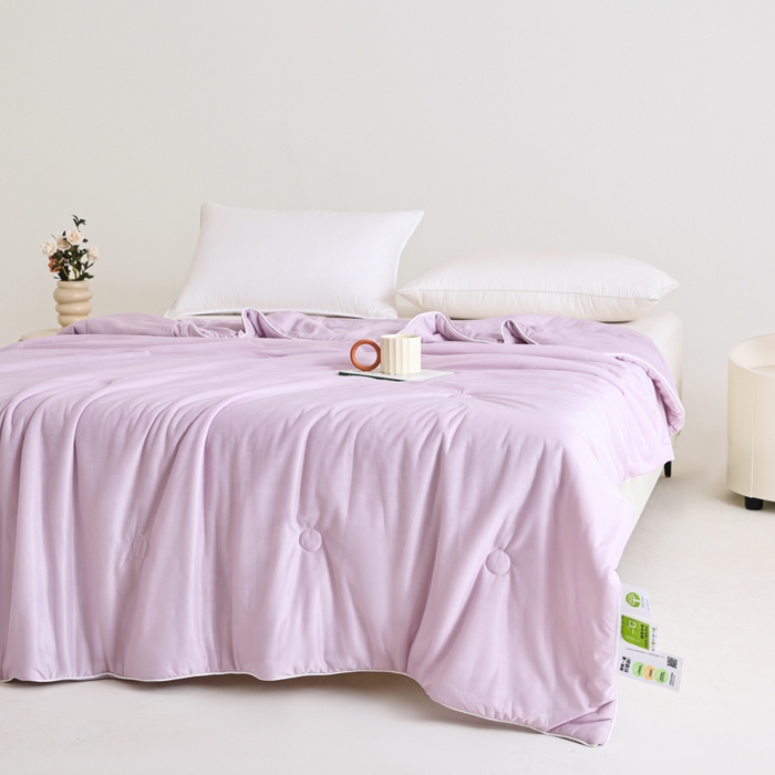 91家纺网 家纺一手货源 找家纺 金帛坊 2025新款凉感丝氨纶夏被夏凉被空调被 优雅紫