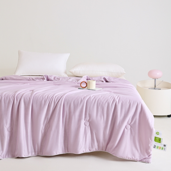 91家纺网 家纺一手货源 找家纺 金帛坊 2025新款凉感丝氨纶夏被夏凉被空调被 优雅紫