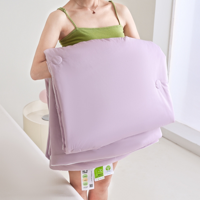 91家纺网 家纺一手货源 找家纺 金帛坊 2025新款凉感丝氨纶夏被夏凉被空调被 优雅紫