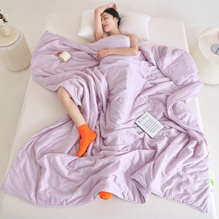 91家纺网 家纺一手货源 找家纺 金帛坊 2025新款凉感丝氨纶夏被夏凉被空调被 优雅紫