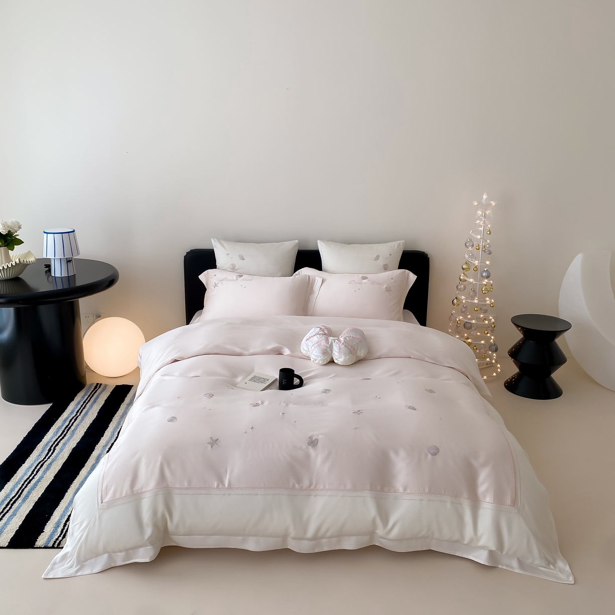 91家纺网 家纺一手货源 找家纺 MIU缪家居 2025新款60支兰精天丝四件套 海洋之星-琉璃粉