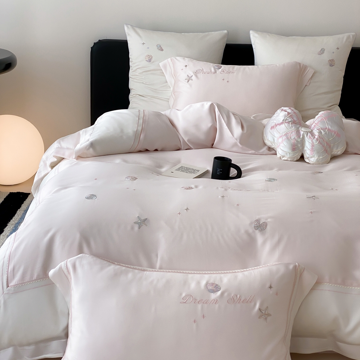 91家纺网 家纺一手货源 找家纺 MIU缪家居 2025新款60支兰精天丝四件套 海洋之星-琉璃粉