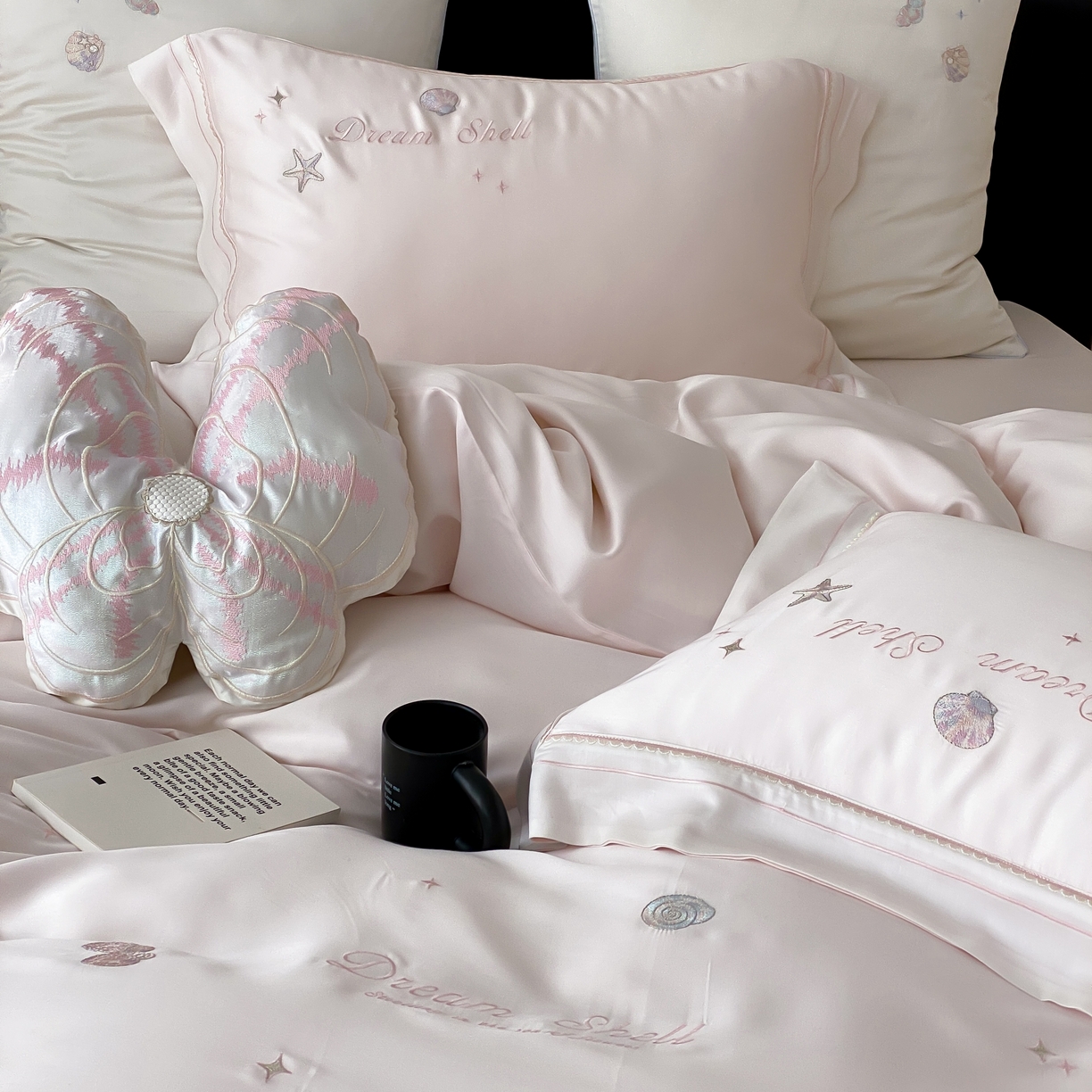 91家纺网 家纺一手货源 找家纺 MIU缪家居 2025新款60支兰精天丝四件套 海洋之星-琉璃粉